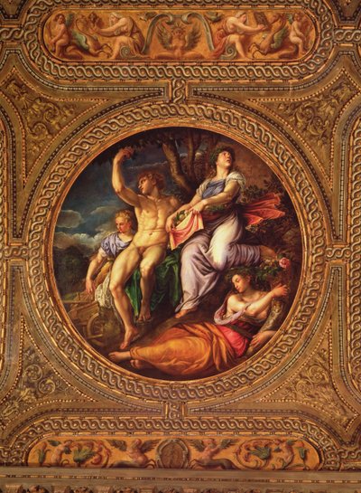 Agriculture, Pomona, Ceres and Neptune, from the ceiling of the library by Battista Franco